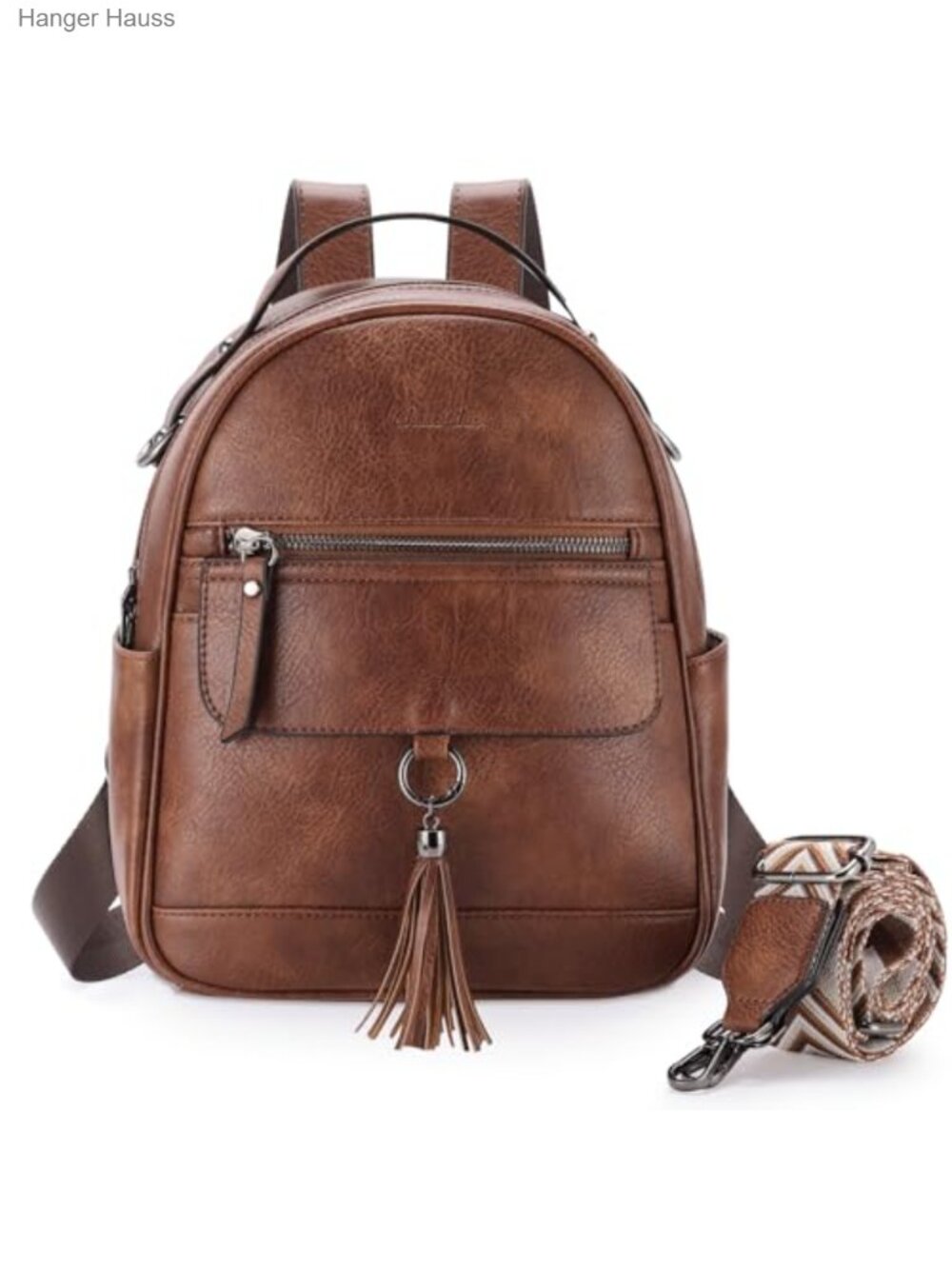 Women's Mini Vegan Leather Backpack Purse with Tassel - Convertible Fashion